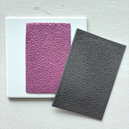Wildflowers Polymer Clay Texture Sheets Mats for Polymer Clay Earrings Making Littel Flowers Texture Impressions DIY Tools for Pottery Earrings Jewelry Making DIY Craft Supply