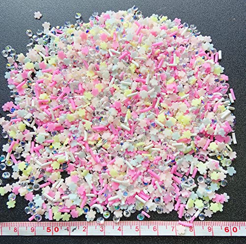 EHOPE Fake Sprinkles Resin Sprinkles Fake Candy Sprinkles Clay Sprinkles Polymer Sprinkles Polymer Clay Slices for Nail Art DIY Crafts Cake Phone Case(40G-Sugar granules+Cherry Blossoms-19) - color: 19-Sugar granules+Cherry Blossoms
