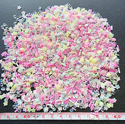 EHOPE Fake Sprinkles Resin Sprinkles Fake Candy Sprinkles Clay Sprinkles Polymer Sprinkles Polymer Clay Slices for Nail Art DIY Crafts Cake Phone Case(40G-Sugar granules+Cherry Blossoms-19) - color: 19-Sugar granules+Cherry Blossoms
