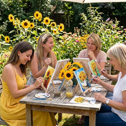 Engrowtic 12 Pcs 8 x 10'' Sunflower Flower Pre Drawn Canvas to Paint Pre Printed Sketched Canvas for Adult Ladies Paint Art Party Favor Board Set for Craft(Vivid Style) - style: Vivid Style