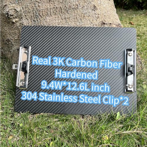 Letter Size/A4 Super Hard&Portable Carbon Fiber Clipboard with Hook&Pen Holder,Strong Low Profile Clip,Dry Carbon Clip Board,Writing Board (2 * 304 Stainless Steel Clip, 9.4 * 12.6 * 0.06inchs) - color: 304 Stainless Steel Clip, size: 9.4*12.6*0.06inch+2C