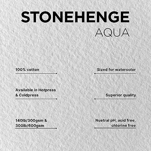 Stonehenge Aqua White Medium Weight Block, 140lb, Coldpress, 15 Sheets for Wet and Dry Media (14X20) - size: 14 x 20 inches