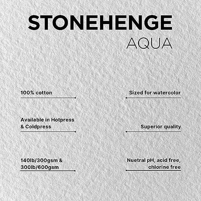 Stonehenge Aqua White Medium Weight Block, 140lb, Coldpress, 15 Sheets for Wet and Dry Media (12X16) - size: 12 x 16 inches