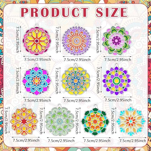 WinnerWhy 30 Sets DIY Stained Glass Kits for Adults, Mandala Suncatchers Arts and Crafts Paint Your Own Window Ornaments for Seniors Party Birthday Summer Activity Home Decor - style: Mandala Style