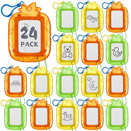 Outus 24 Pcs Mini Magnetic Drawing Boards Goodie Bags Stuffers for Kids Backpack Keychain Clip Drawing Board Erasable Sketch and Painting Pad for Classroom Rewards Party Favors (Pineapple) - style: Pineapple