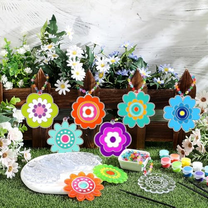 WinnerWhy 30 Sets Flower Suncatchers Window Art Kits, Spring DIY Sun Catchers Crafts Paint Your Own Window Ornaments for Adult Home Birthday Activity Party Decor - style: Flower Style