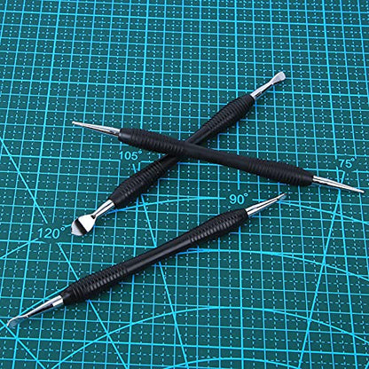 3PCs Carving Printing Tool Leather Craft Spoon Stylus Tool Set Kit Stationary Craft Collection Leather Carving Craft Kit