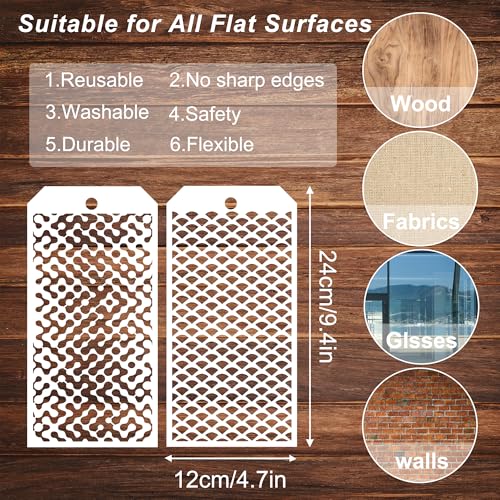 14 Pieces for Crafts Stencils Texture Stencils for Painting Reusable Art Deco Stencil for Home Cake Decorating DIY Art Crafts - size: Mix Stencils