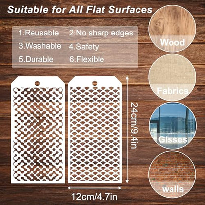 14 Pieces for Crafts Stencils Texture Stencils for Painting Reusable Art Deco Stencil for Home Cake Decorating DIY Art Crafts - size: Mix Stencils