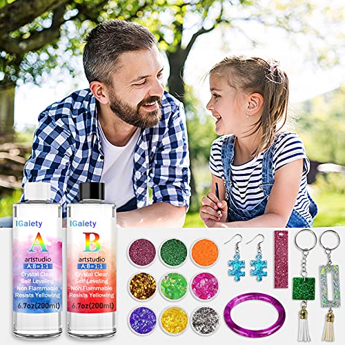 IGaiety Resin Kits for Jewelry Making Silicone Molds Starter Kit 278 Pcs Bundle with Epoxy Resin Silicone Mold Art for DIY Jewelry Earring Keychain Necklace Rings Making Adults Beginners - size: X-Jewelry Mold