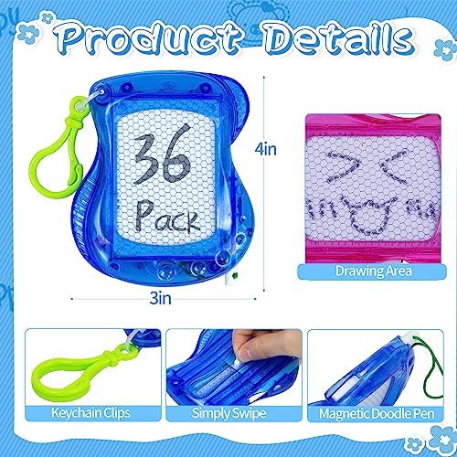 36 Pack Mini Magnetic Drawing Board (6 Colors), Kids Party Favors Backpack Keychain Doodle Drawing Boards, Erasable Sketch Board Writing Pad for Boys Girls Classroom Supplies Goodie Bag Stuffers - style: 36Pcs