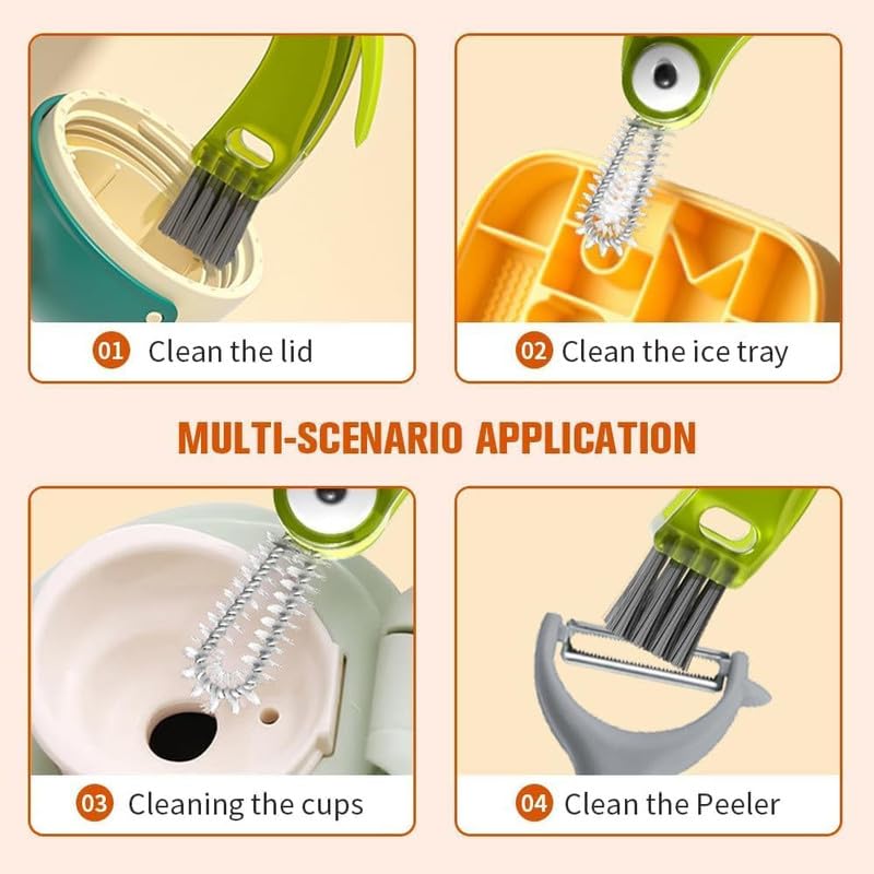 4 in 1 Cup Lid Cleaning Brush,Crevice Cleaning Brush Set for Baby Bottle Gap Tight Spaces Cup,4 in 1 Bottle Cleaning Brush Set Multifunctional Cleaning Brush Portable Cup Lid Cleaner(Green) - color: Green