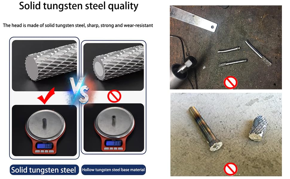 Tungsten Carbide Burr Set SA-5 Double Cut Rotary Burr File(1/2” cutter Dia X 1”Cutter Length) with 1/4'' Shank for Die Grinder Drill Bits (Pack of 5)…