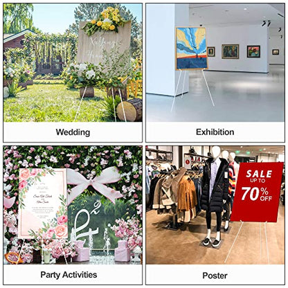 Easel Stand for Wedding Sign & Poster - 63" Display Easels with Adjustable Metal Frame - White - style: White