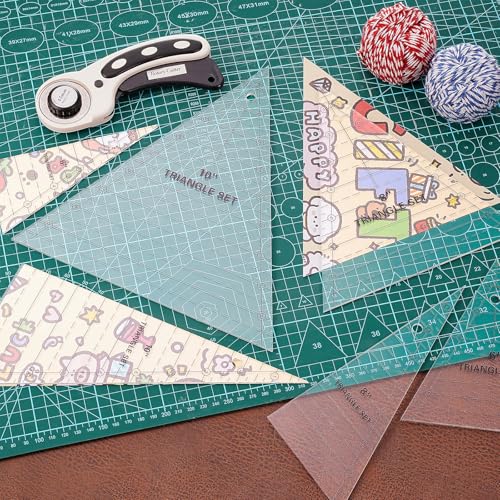 Kigley 3 Set Tall Triangle Rulers for Quilting 6 8 10 Inch Wedge Triangle & Wing Quilting Rulers and Templates Acrylic Quilt Templates for Sewing Layer Cake Patchwork Cutting Pattern DIY Craft - color: Clear