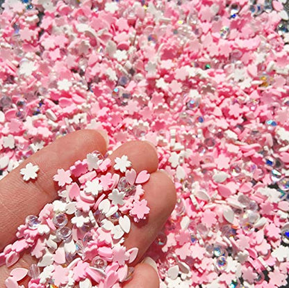 EHOPE Fake Sprinkles Resin Sprinkles Fake Candy Sprinkles Clay Sprinkles Polymer Sprinkles Polymer Clay Slices for Nail Art DIY Crafts Cake Phone Case(40G-Pink Cherry Blossoms+Zuan-23) - color: 23-Pink Cherry Blossoms+Zuan