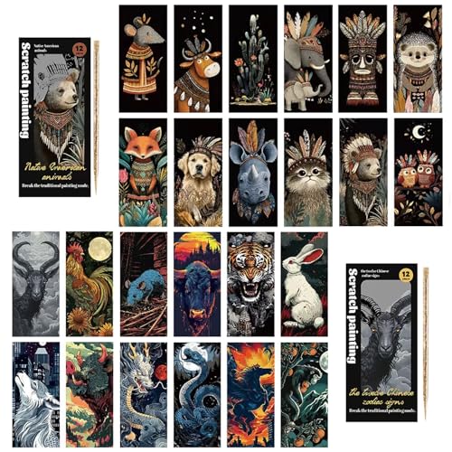 Scratch Art Bookmarks 24 Sheet Making Kit Paper - style: Animal Bookmark II