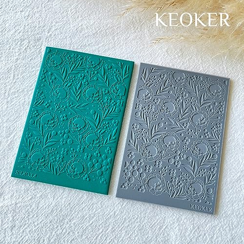 Keoker Texture Sheets for Polymer Clay, Clay Texture Mat for Making Earrings Jewerly, Halloween Polymer Clay Earrings Tools (No.3) - color: Fall polymer clay texture sheets 3