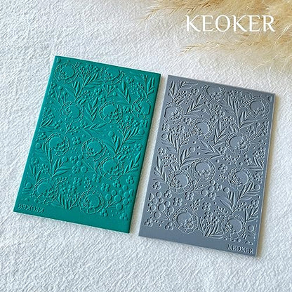 Keoker Texture Sheets for Polymer Clay, Clay Texture Mat for Making Earrings Jewerly, Halloween Polymer Clay Earrings Tools (No.3) - color: Fall polymer clay texture sheets 3