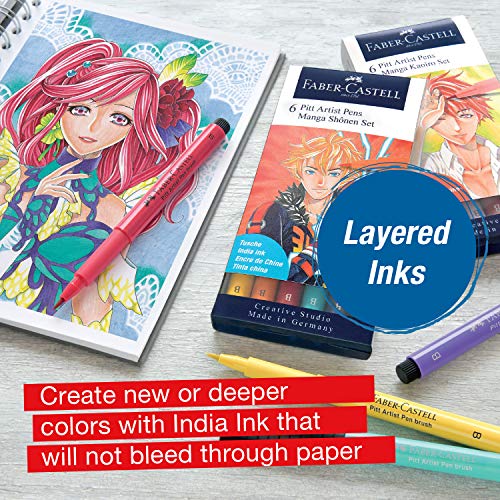 Faber-Castell PITT Artist Pen Manga Drawing Set 167132 - style: 4 Manga Black (B,F,S and XS Nibs)