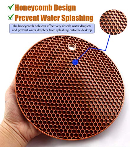 Extra Thick Silicone Trivets Pot Holder and Oven Mitts, Heat Resistant Trivets for Hot Dishes,Nonslip Insulation Honeycomb Rubber Hot Pads for Countertop,Multi-Purpose Flexible Mats,Set of 5 Coffee - color: Coffee