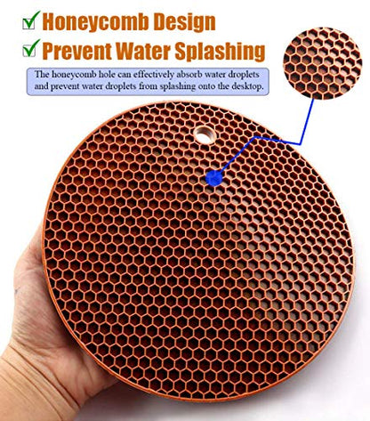 Extra Thick Silicone Trivets Pot Holder and Oven Mitts, Heat Resistant Trivets for Hot Dishes,Nonslip Insulation Honeycomb Rubber Hot Pads for Countertop,Multi-Purpose Flexible Mats,Set of 5 Coffee - color: Coffee