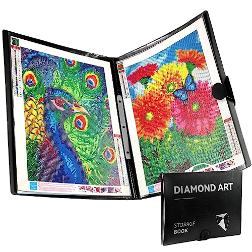 TTPOLONG A3 Diamond Painting Storage Book, Diamond Art Portfolio Book 30 Pags Clear Pockets Plastic Sleeves（16.8X12.5 Inch) - color: Black, size: 17x12.5 Inch