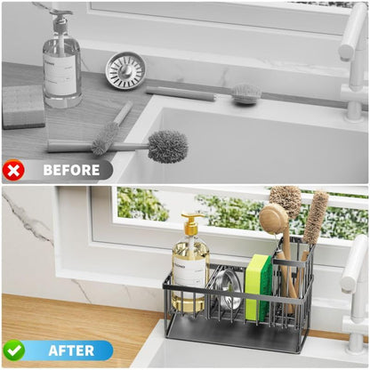 Sponge Holder for Kitchen. Sink Organizer, Dish Brush Holder, Rustproof