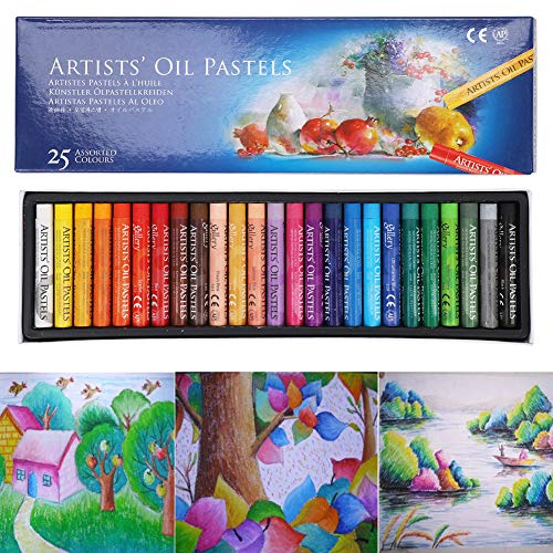 KUPTOOL Oil Pastel Set,Professional Painting Soft Oil Pastels Drawing Graffiti Art Crayons Washable Round Non Toxic Pastel Sticks for Artist,Student,Beginner (25 Colors)