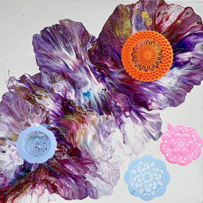 Acrylic Pouring Strainers,12 Pcs Acrylic Paint Pouring Strainers Plastic Flower Strainers Silicone Pouring Drain Basket for DIY Pouring Acrylic Paint and Creating Unique Patterns Art Supplies
