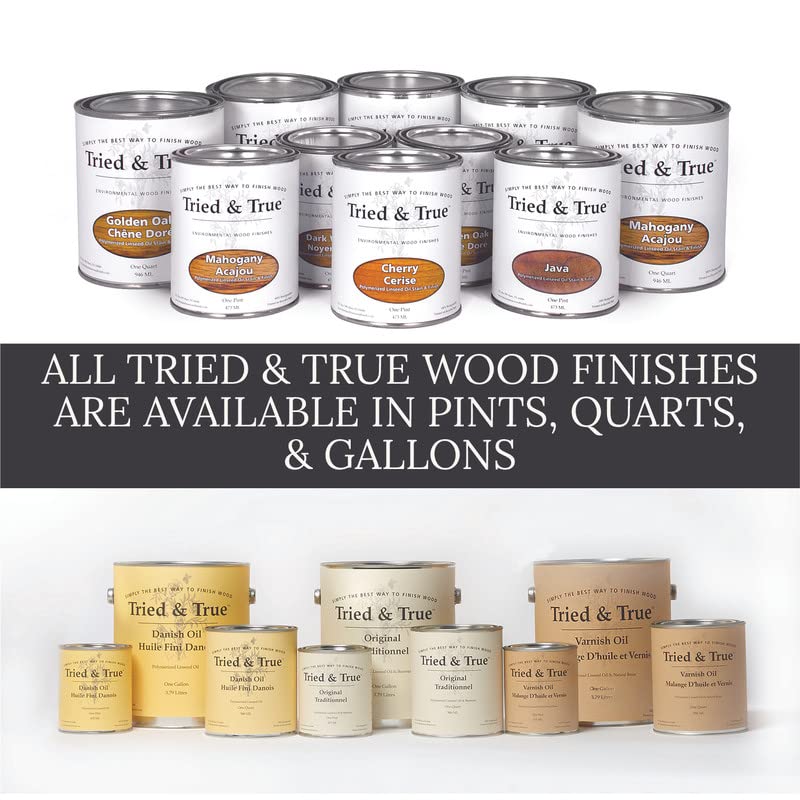 Tried & True Superior Varnish Oil Wood Finish, Quart - Natural Pine Resin & Linseed Oil, Ideal for Interior Furniture, Tables, Countertops - Non-Toxic, Scratch Resistant & Durable - size: Quart