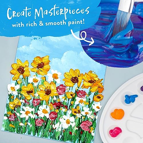 Chalkola 40 Acrylic Paint Set for Adults with 24 Acrylic Paints kit (22ml), 10 Painting Brushes, 5 Canvas for Painting (8x10) & 1 Palette