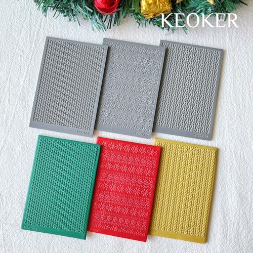 Keoker Polymer Clay Texture Sheet Christmas, Christmas Clay Texture Mat for Making Earrings Jewerly, Christmas Polymer Clay Earrings Tools (Style All 1-3) - color: Style All 1-3