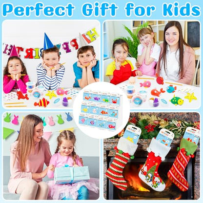 LanMa Air Dry Clay Kit for Kids, 12 Pack Sea Animal Air-Dry Art Kits with Ultra Light & Soft Modeling Clay, Instructions, Sculpting Tools, Christmas Birthday Gifts for Boys Girls - color: Sea Animals