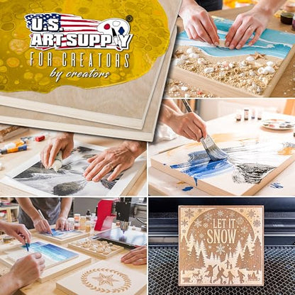 U.S. Art Supply 16" x 16" Unfinished Cradled Wood Panels for Painting, Studio 3/4" Deep (2 Pack) - Artist Depth Birch Wooden Wall Canvases - Mixed-Media Craft, Acrylic, Oil, Encaustic, Paint Pouring - size: 16" x 16", style: Square