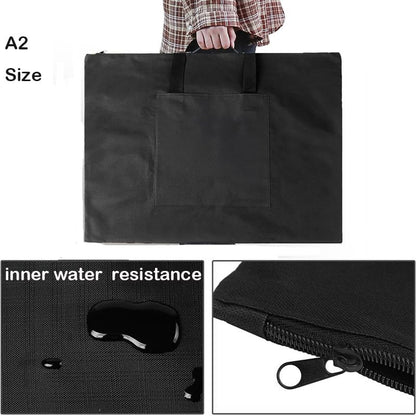 A2 Artist Portfolio Bag Large Waterproof Portfolio Case Portable Drawing Painting Board Bag Foldable Sketching Artwork Tote Bag 4K 8K Sketchpad Canvas Handbag Poster Art Supplies Storage Folder
