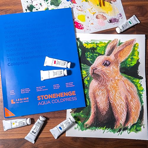 Stonehenge Aqua White Medium Weight Block, 140lb, Coldpress, 15 Sheets for Wet and Dry Media (12X16) - size: 12 x 16 inches