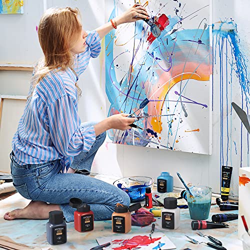 ARTEZA Acrylic Paint, A719 Pearl Electric Blue, 16.9 fl oz, 500ml Jar, Opaque, Quick-Drying, Acrylic Paints for Painting on Canvas - color: A719 Pearl Electric Blue, size: 16.9 Fl Oz (Pack of 1)