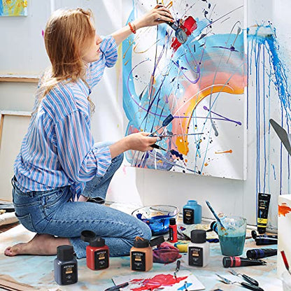 ARTEZA Acrylic Paint, A719 Pearl Electric Blue, 16.9 fl oz, 500ml Jar, Opaque, Quick-Drying, Acrylic Paints for Painting on Canvas - color: A719 Pearl Electric Blue, size: 16.9 Fl Oz (Pack of 1)