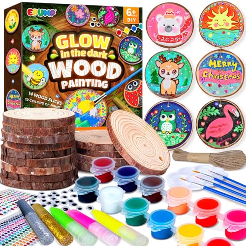 EPUMP Glow in the Dark Wooden Painting Kit for Kids - Arts and Crafts Kit Creative Activity Toy, Art Kits Birthday Gift for Boys Girls Age 6 7 8 9 10 11 12 Years Old, Fun Indoor Outdoor Activities - color: Wooden Painting Kit