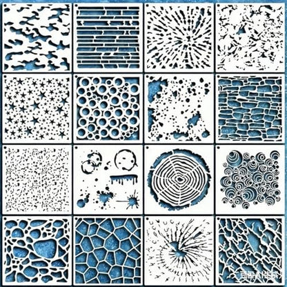 16 Pieces Stencils for Painting, Abstract Texture Mixed Media Art Supplies Crafts Reusable Layering Stencil Brick Pattern Templates for Drawing Card Making Canvas Furniture Paper (Type-B) - style: TYPE-B