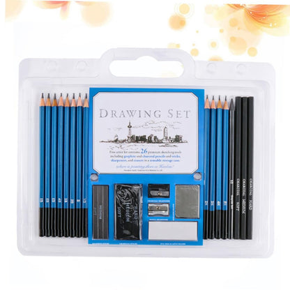 Unomor 26pcs Sketch Drawing Pencil Set for Beginners and Adults, Natural Wood Art Supplies Kit with Assorted Hardness for Sketching, Painting, and Drawing Practice