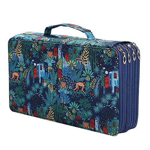 Portable Colored Pencil Case Organizer 103 Larger Individual Slots Holds 300 Pcs Pencils with Printing Pattern for Watercolor Pens or Markers, Pencil Case Organizer for Artist - color: Monkey, size: 300