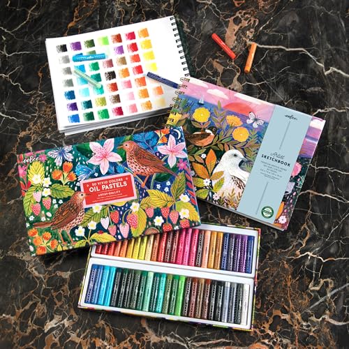 eeBoo Oil Pastels Strawberry Peeps - 50 Artist-Quality Blendable Color Sticks, Bold Pigments for Drawing & Blending, Sliding Gift Box, Kids Ages 5+ - style: Rainbow Peeps