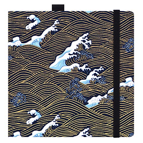 Square 8.2x 8.2 inches 165gsm Colored Pencil Paint Journal Hardbound 128pgs（64 Sheets Front Back Cold Pressed）Travel for Colored Pencil Sketch Doodles Handmade Cloth Cover Notebook Black River A5 - color: L-black river
