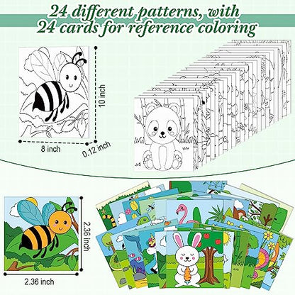Sherr 24 Pcs Pre Drawn Canvas for Painting Adult Pre Printed Canvas Bulk Sip and Paint Kit Stretched Panels Paint Set for Theme Valentine Painting Night Party Favor(Jungle Animal,8 x 10 Inch) - size: 8 x 10 Inch, style: Jungle Animal