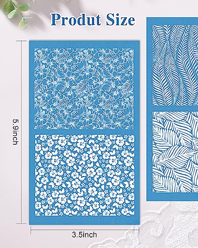 Puocaon Botanical Clay Silk Screen - 6 Pcs Plant Reusable Silk Screen Stencils for Polymer Clay Jewelry Making, Polymer Clay Tools Stencils