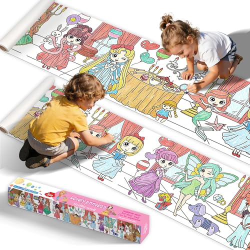 15"x118" Giant Sticky Coloring Paper Roll for Kids - DIY Children's Drawing Roll for Tablecloth & Wall Decor, Animal Themed Giant Sticky Coloring Paper Roll for Kids, Childrens Drawing Rolls - color: Lovely Princess