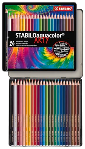 Aquarellable Coloring Pencil - STABILOaquacolor - Tin of 24 - Assorted Colors