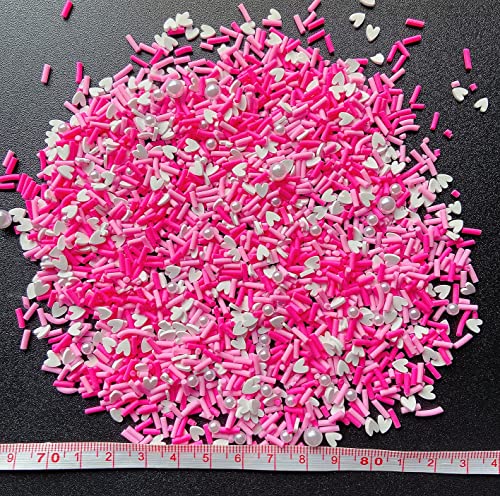 EHOPE Fake Sprinkles Resin Sprinkles Fake Candy Sprinkles Clay Sprinkles Polymer Sprinkles Polymer Clay Slices for Nail Art DIY Crafts Cake Phone Case(40G-Pink Heart-46) - color: 46-Pink Heart